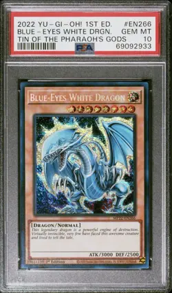 2022 YU-GI-OH! TIN OF THE PHARAOH'S GODS 1ST ED BLUE-EYES WHITE DRAGON PSA 10 - Image 1