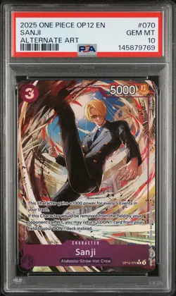 2025 ONE PIECE OP12-LEGACY OF THE MASTER ALTERNATE ART #070 SANJI PSA 10 - Image 1