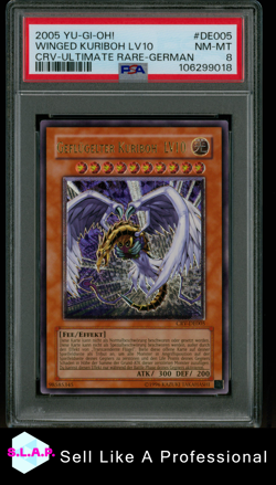 WINGED KURIBOH LV10 CRV-ULTI RARE-GER YUGIOH! CRV-CYBERNETIC RE 2005 DE005 PSA 8 - Image 1