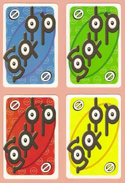 Unown, Skip, Lot of 4 Swap Pokemon UNO Cards, 2 ¼" x 3 ½" - NM - Image 1