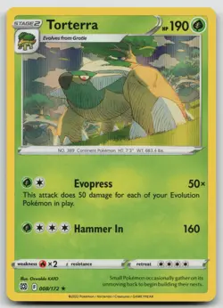 Pokemon Card Torterra Holo Rare SWSH09: Brilliant Stars 008/172 - Image 1