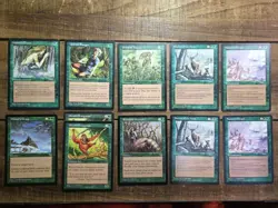 Lot of 11 Green MTG Cards from Urza's Saga edition, Magic the Gathering 1998 - Image 1