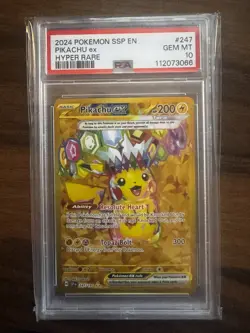 2024 Pokemon SV Surging Sparks SSP EN Pikachu Ex #247/191 PSA 10 - Image 1