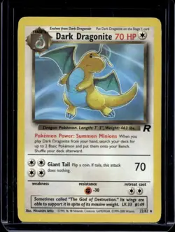 2000 Pokemon Team Rocket Dark Dragonite #22/82 - Image 1