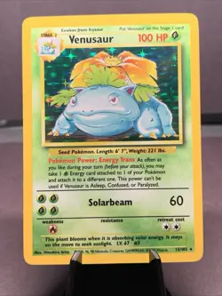 Pokemon TCG Venusaur Base Set Holo Unlimited Holo Rare 15/102 WOTC VTG 1999 - Image 1