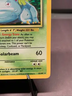 Pokemon TCG Venusaur Base Set Holo Unlimited Holo Rare 15/102 WOTC VTG 1999 - Image 4