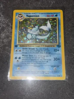 Pokemon TCG Vaporeon Holo Rare Card Jungle, 12/64, First Edition - Image 1