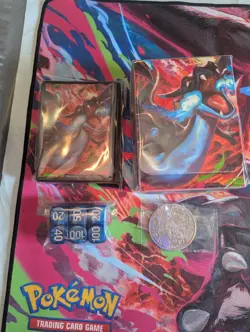 (2) Pokemon TCG Accessories From Phantasmal Flames UPC Playmat Deck Box Sleeves - Image 1