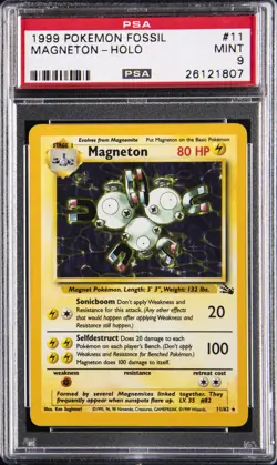 1999 POKEMON FOSSIL #11 MAGNETON-HOLO PSA 9 - Image 1