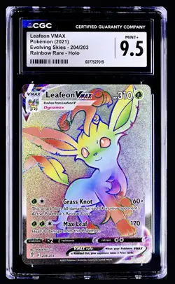 Pokemon Evolving Skies Leafeon VMAX Rainbow Secret Rare Holo 204/203 CGC 9.5 - Image 1