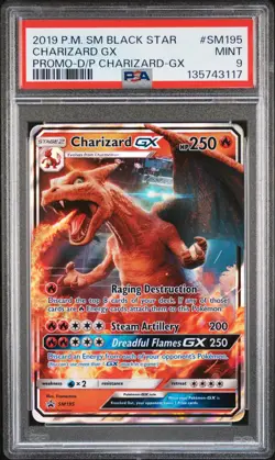 2019 POKEMON SM BLACK STAR PROMO #SM195 CHARIZARD GX PSA 9 - Image 1
