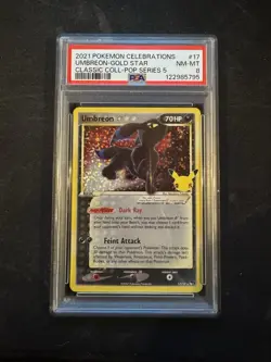 2021 Pokemon Celebrations Umbreon Gold Star #17/17 PSA 8 - Image 1