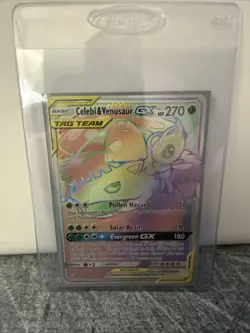 Pokemon Sun&Moon Team Up Rainbow Secret Rare Celebi & Venusaur GX 182/181 - Image 1