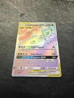 Pokemon Sun&Moon Team Up Rainbow Secret Rare Celebi & Venusaur GX 182/181 - Image 2
