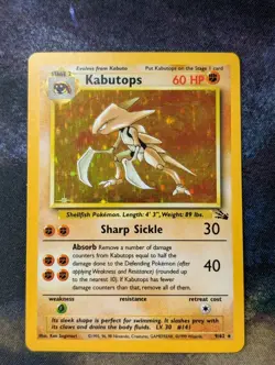 Pokemon Kabutops Fossil Set 9/62 Holographic Rare - LP - Image 1