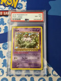 2016 POKEMON XY EVOLUTIONS #53 MEW HOLO PSA 8 Graded FAST SHIPPING FREE - Image 1