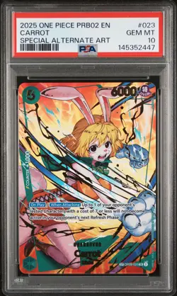 2025 ONE PIECE PRB02 023 CARROT SPECIAL ALT ART PSA 10 - Image 1