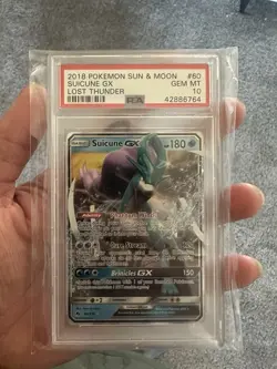 Pokemon Suicune GX PSA 10 Autographed Holo 60/214 Lost Thunder Ultra Rare TCG - Image 1