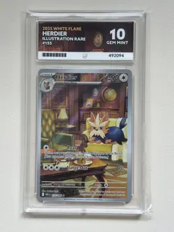 Pokemon Herdier 155/086 Illustration Rare (White Flare) | Ace 10 not PSA - Image 1