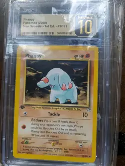 CGC PRISTINE 10 Pokemon Phanpy 43/111 2000 Neo Genesis 1st Edition - Image 1