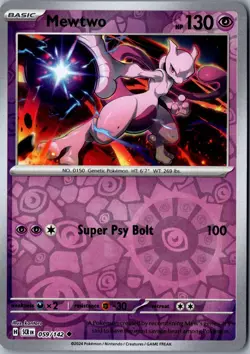 Mewtwo 059/142 Pokemon Card LP Reverse Holo Uncommon SV07: Stellar Crown - Image 1