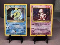 Pokemon TCG Base Set Holo Rare Collection Lot 2x WOTC VTG Mewtwo & Gyarados - Image 1