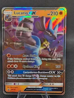 Pokemon TCG 2018 Lucario GX SM100 Ultra Rare Holo Black Star Promo - Image 1