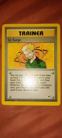First Edition Lieutenant Surge Trainer Card Near Mint Condition - Image 1