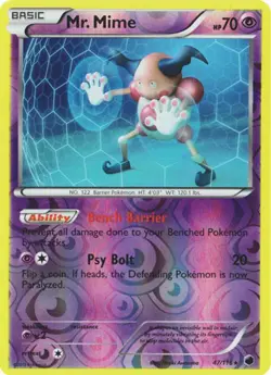 1x Mr. Mime - 47/116 - Rare - Reverse Holo Moderately Played Pokemon BW - Plasma - Image 1