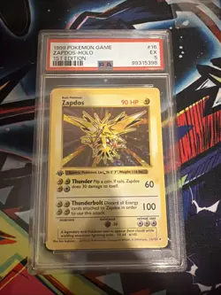 Pokemon Zapdos 16/102 Base Set 1st Edition Shadowless Holo PSA 5 - Image 2