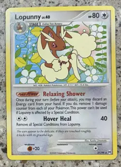 Lopunny 21/99 Uncommon Stage 1 Platinum 2009 HP 80 Attack 40 Pokemon Card - Image 1