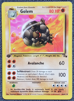 1st Edition Golem - Fossil - #36/62 - Vintage Pokemon Card 1999 WOTC - Image 1