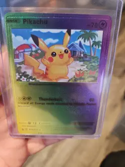 Pikachu Rainbow Foil Fan Art Vinyl Textured Collector Card Thunderbolt - Image 5