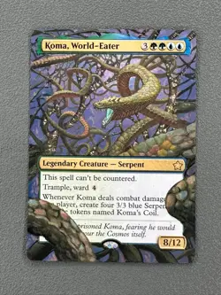 Koma, World-Eater MTG Foundations Hand Painted Borderless Extended Altered Art v - Image 1