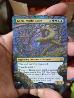 Koma, World-Eater MTG Foundations Hand Painted Borderless Extended Altered Art v - Image 2