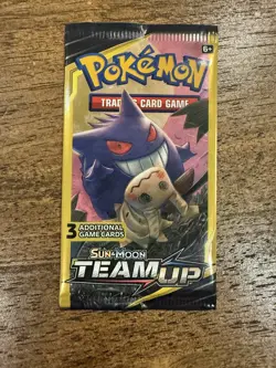 Pokemon Team Up Booster Pack (3 Card Mini Pack) - Sealed - Gengar Mimikyu Art - Image 1