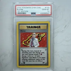 2000 Pokemon Gym Challenge #100 Blaine Non Holo First Edition Psa 10 - Image 1