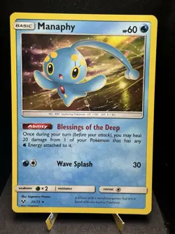 Pokemon TCG SM Shining Legends Manaphy 25/73 Holo Rare NM! - Image 1