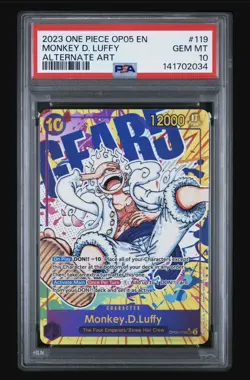 One Piece OP05 Monkey D Luffy Alt Art PSA 10 GEM MINT #119 Leader Gear 5 - Image 1