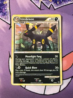 Umbreon Card Undaunted Cracked Ice Holo Pokemon 2010 10/90 - Lightly Played - Image 1