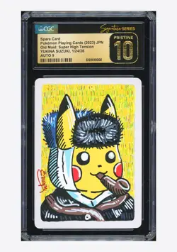 Pokemon CGC10 PRISTINE AUTO 9 Spare Card Pikachu Yukina Suzuki 2023 Old Maid JPN - Image 1