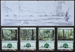 SKETCHED MtG Magic _ Rob Alexander _ CO Kamigawa Artist Proof _ 4x FORESTS 4/50! - Image 2