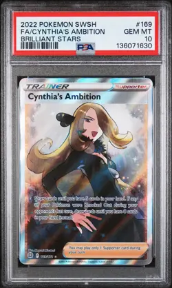 Cynthia's Ambition Pokemon Sword & Shield Brilliant Stars 169/172 PSA 10 - Image 1