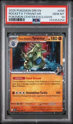 Team Rocket Tyranitar 096/182 - Pokemon Center Stamp Promo - PSA 10 - Image 1