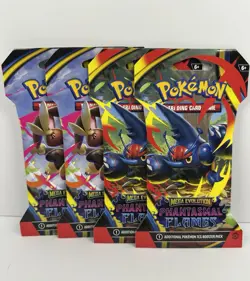 Pokemon TCG (4 Packs) Mega Evolution Phantasmal Flames Booster (English 2025) - Image 1