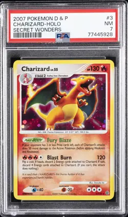 2007 POKEMON DIAMOND & PEARL SECRET WONDERS #3 CHARIZARD-HOLO PSA 7 - Image 1