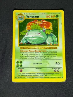 Venusaur 15/102 Holo Rare 1999 Pokemon Base SHADOWLESS Set WOTC Vintage Card HP - Image 1