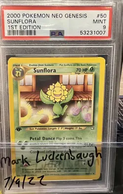 NEO GENESIS 1st Edition #50 2000 Pokemon SUNFLORA psa 9 MINT - Image 1