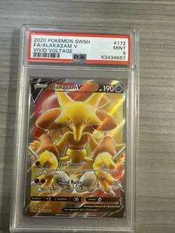 PSA 9 - 2020 Pokemon Sword & Shield Vivid Voltage Alakazam V Full Art - 172/185 - Image 1