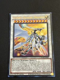 Yugioh! | Cosmic Quasar Dragon DUNE-EN037 Ultra Rare 1st Edition Light Play LP - Image 1